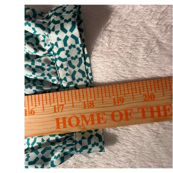 Jones New York Signature Blouse Medium Stretch Border Print Geometric Green - Picture 13 of 13